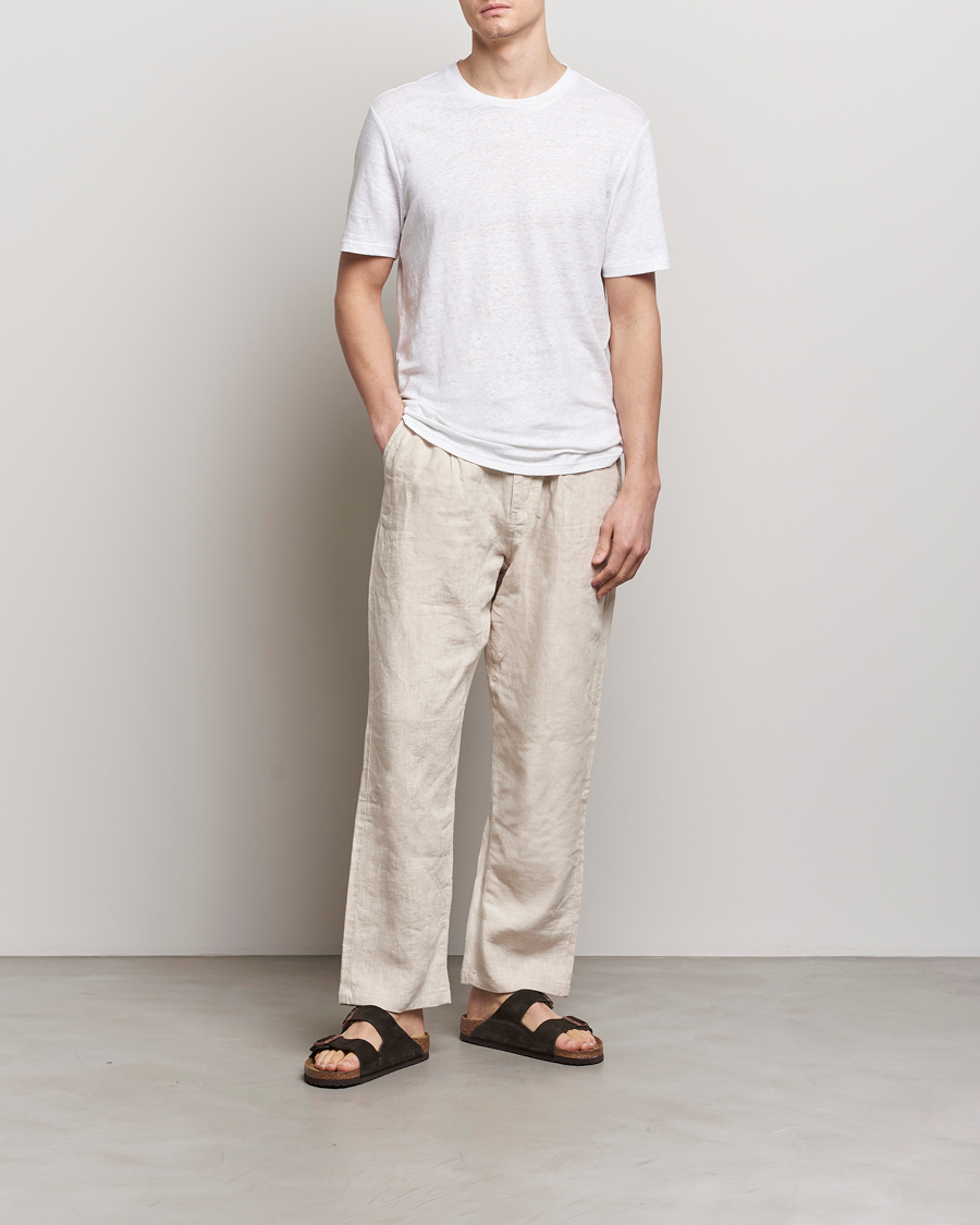 Herre | T-Shirts | KnowledgeCotton Apparel | Organic Linen T-Shirt Bright White