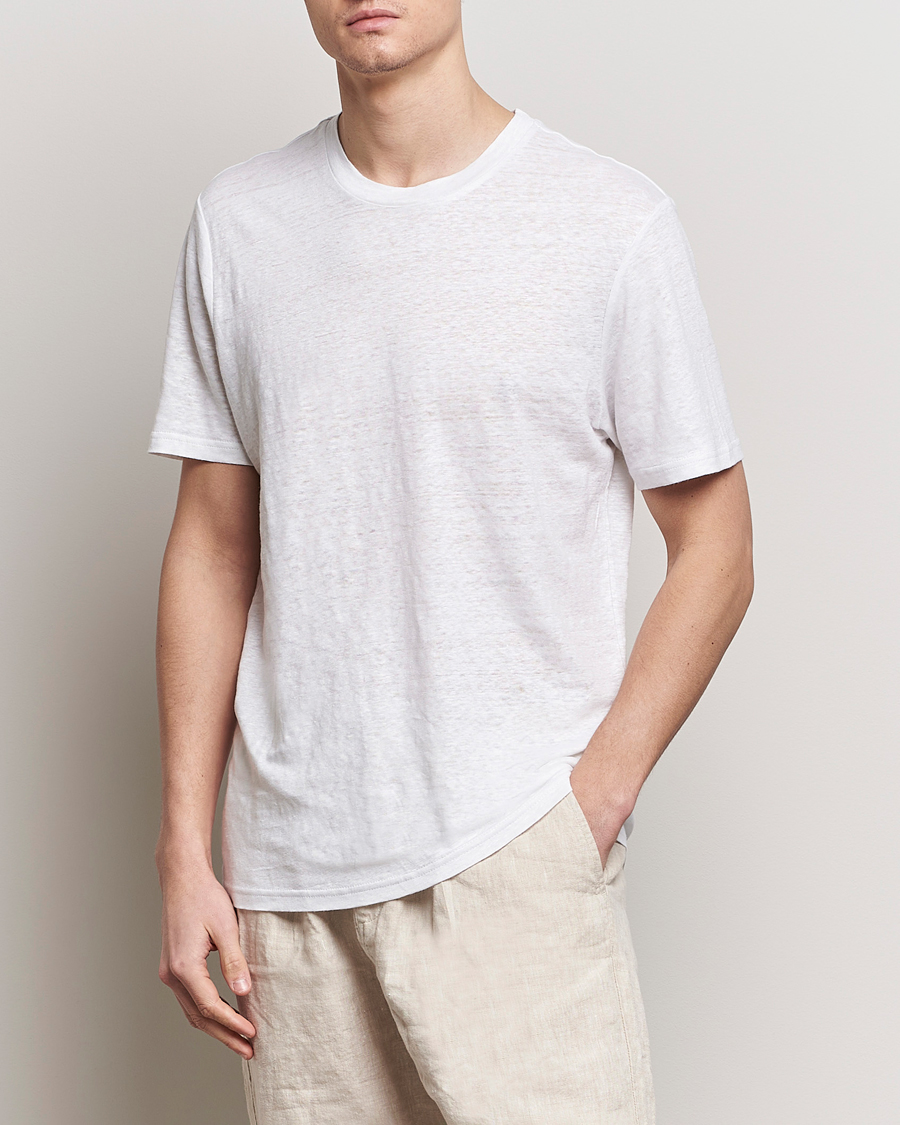 Herre | Hvite t-shirts | KnowledgeCotton Apparel | Organic Linen T-Shirt Bright White