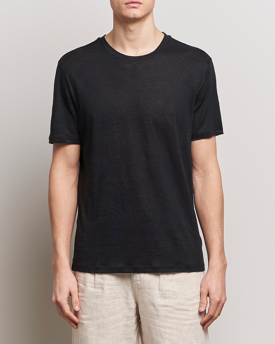 Herre | Kortermede t-shirts | KnowledgeCotton Apparel | Organic Linen T-Shirt Jet Black