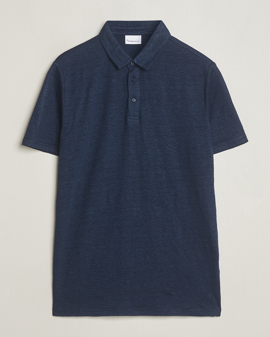 Herre | Pikéer | KnowledgeCotton Apparel | Regular Linen Polo Total Eclipse