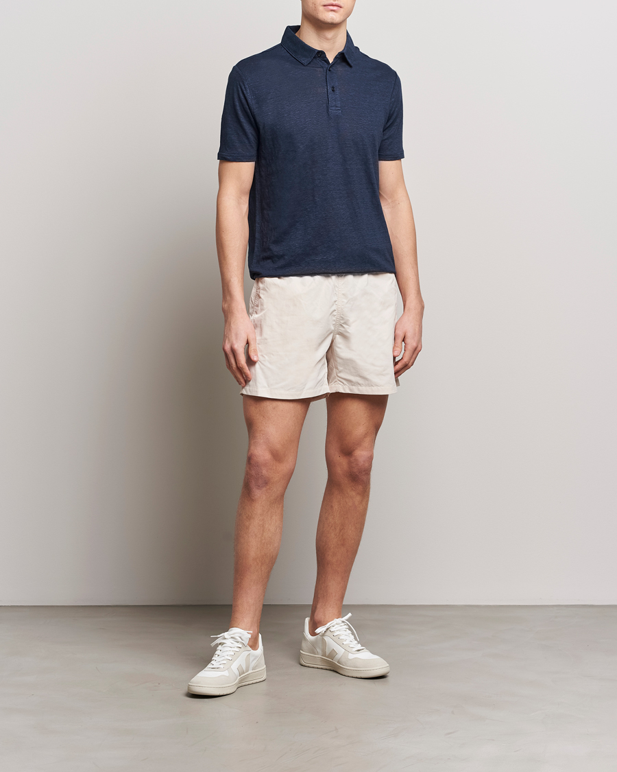 Herre | Pikéer | KnowledgeCotton Apparel | Regular Linen Polo Total Eclipse