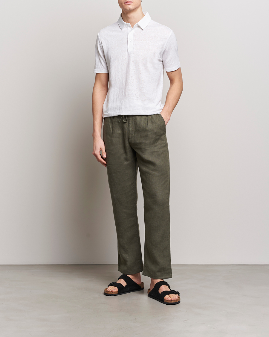 Herre | Pikéer | KnowledgeCotton Apparel | Regular Linen Polo Bright White