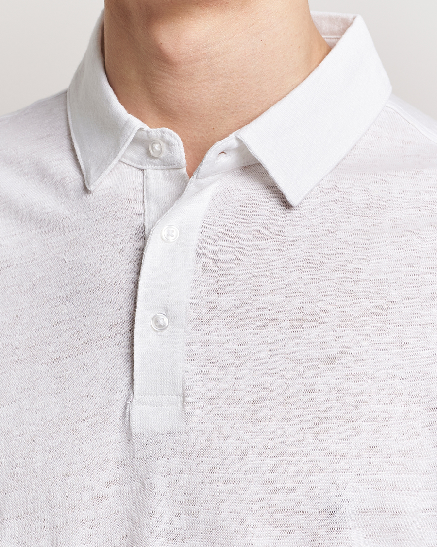 Herre | Pikéer | KnowledgeCotton Apparel | Regular Linen Polo Bright White