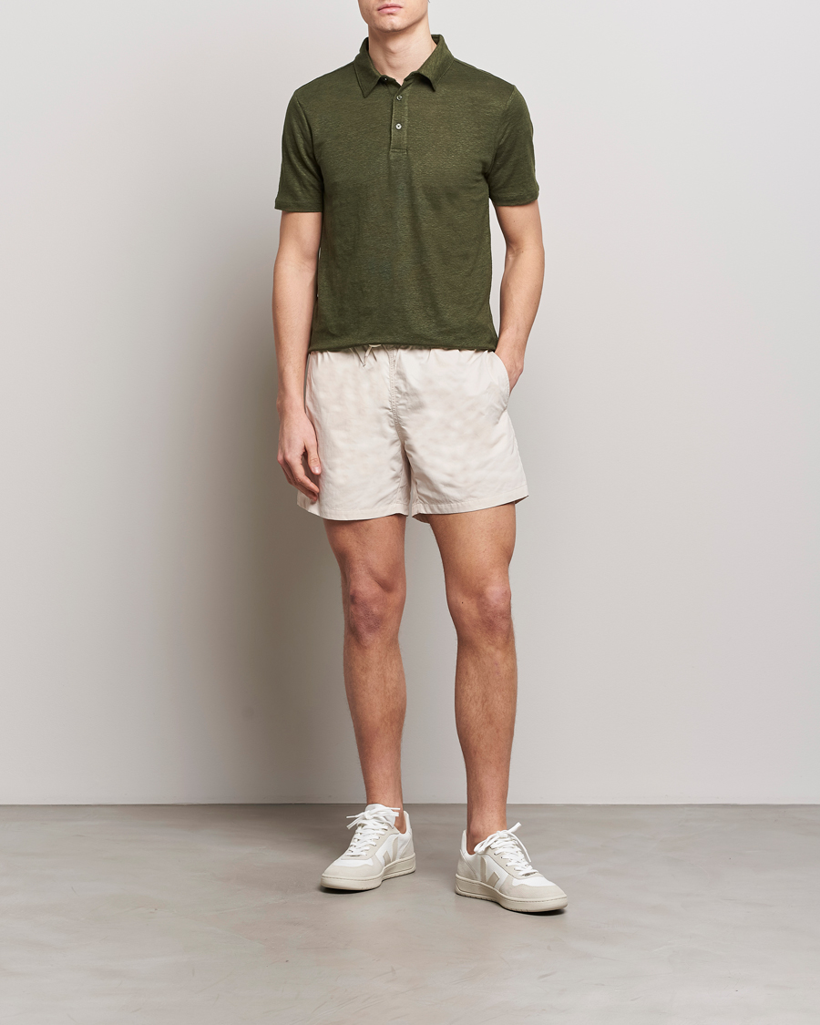 Herre | Pikéer | KnowledgeCotton Apparel | Regular Linen Polo Forest Night