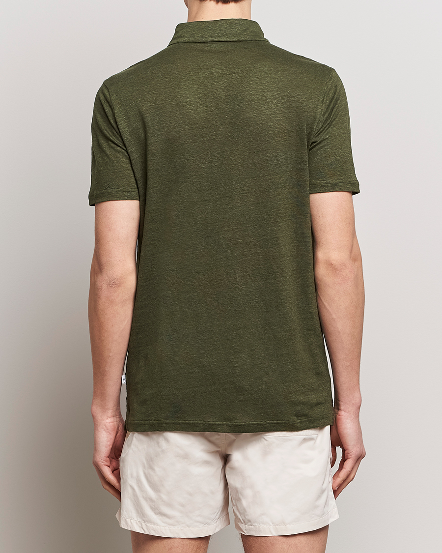 Herre | Pikéer | KnowledgeCotton Apparel | Regular Linen Polo Forest Night