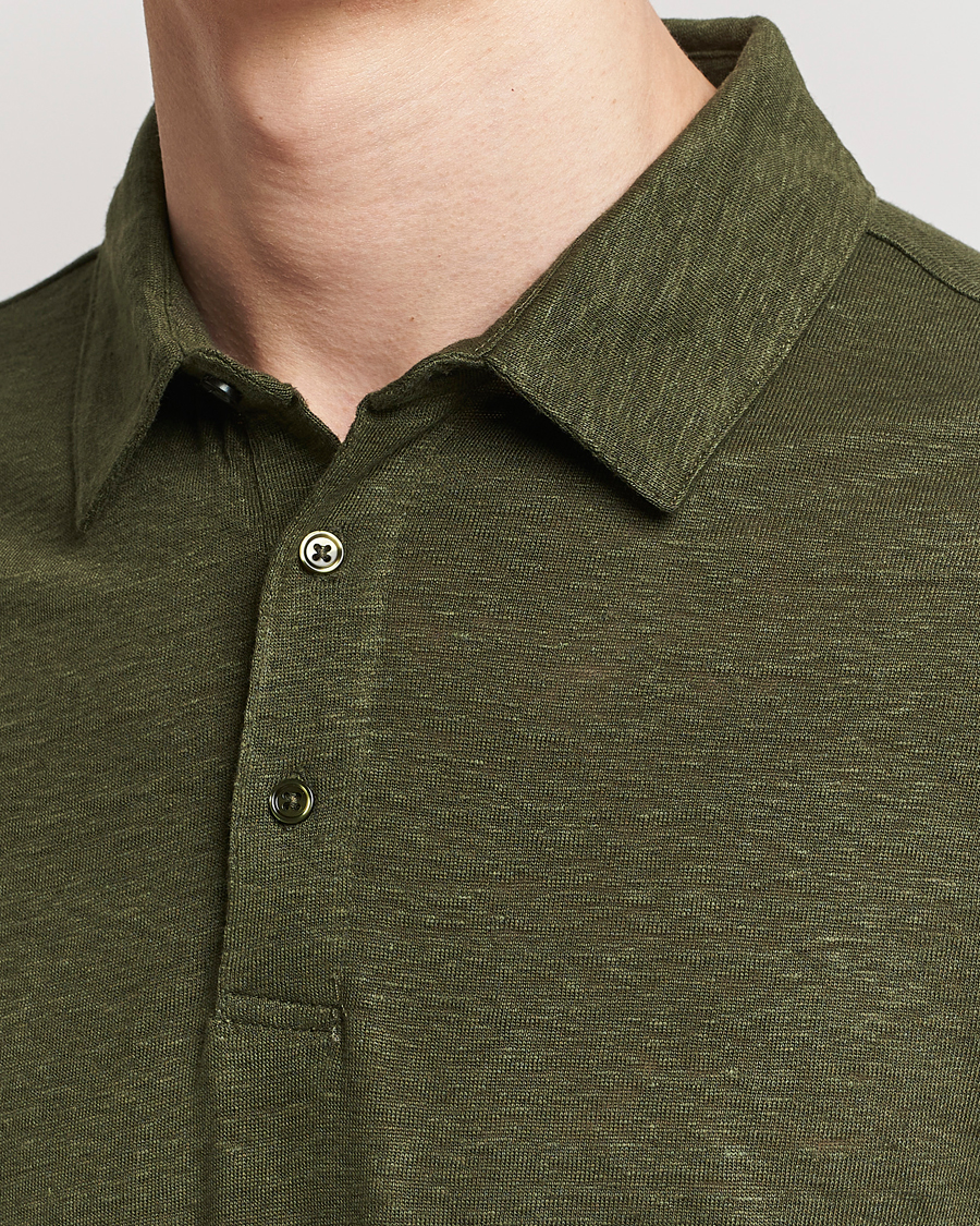 Herre | Pikéer | KnowledgeCotton Apparel | Regular Linen Polo Forest Night