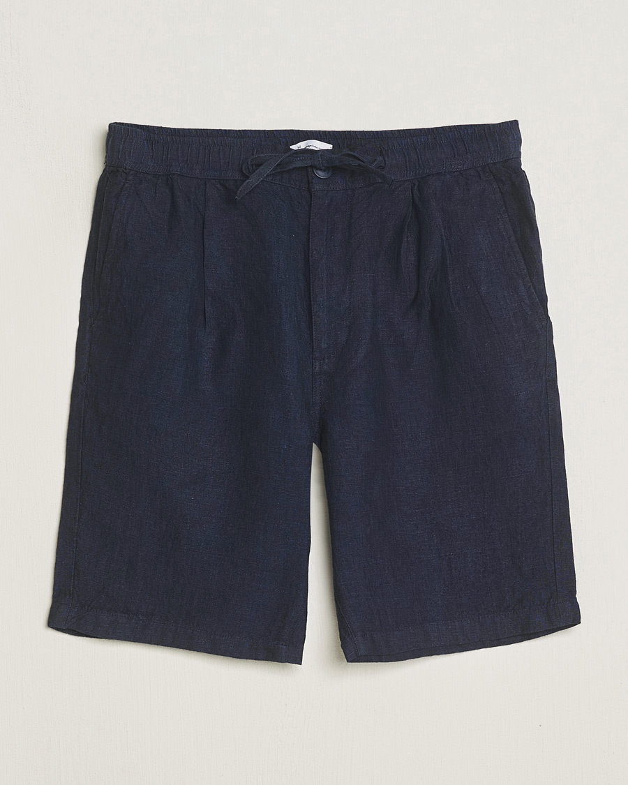 Herre | Shorts | KnowledgeCotton Apparel | Loose Linen Shorts Total Eclipse