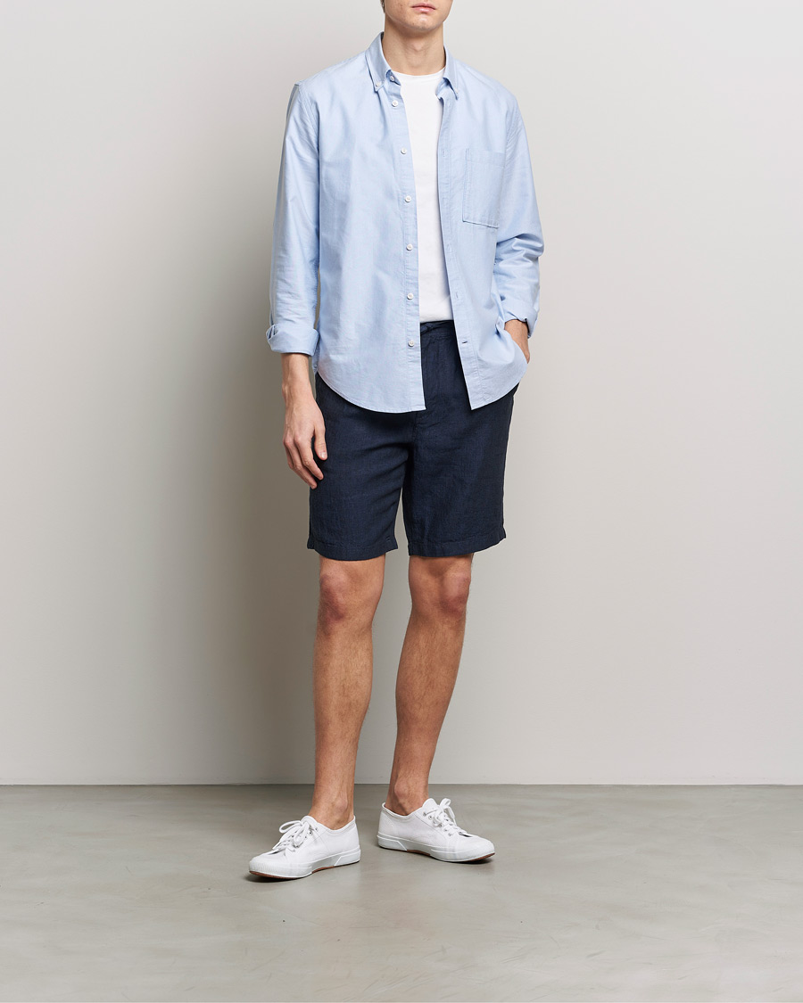Herre | Shorts | KnowledgeCotton Apparel | Loose Linen Shorts Total Eclipse