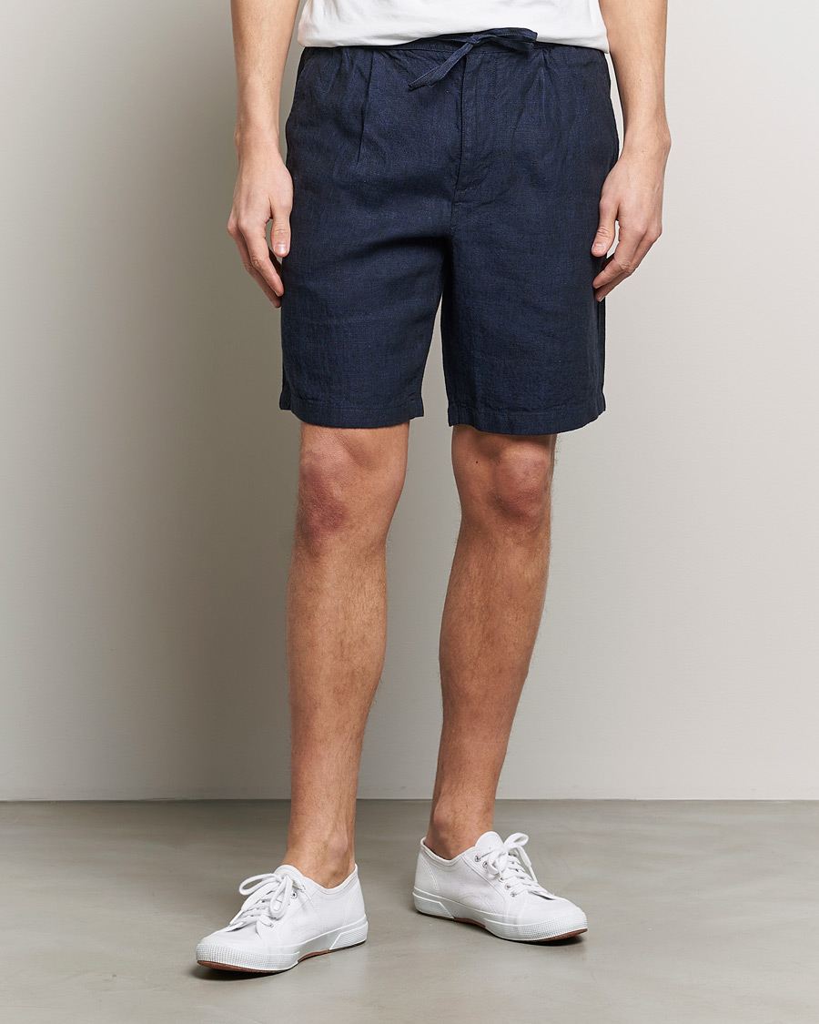 Herr | Linneshorts | KnowledgeCotton Apparel | Loose Linen Shorts Total Eclipse