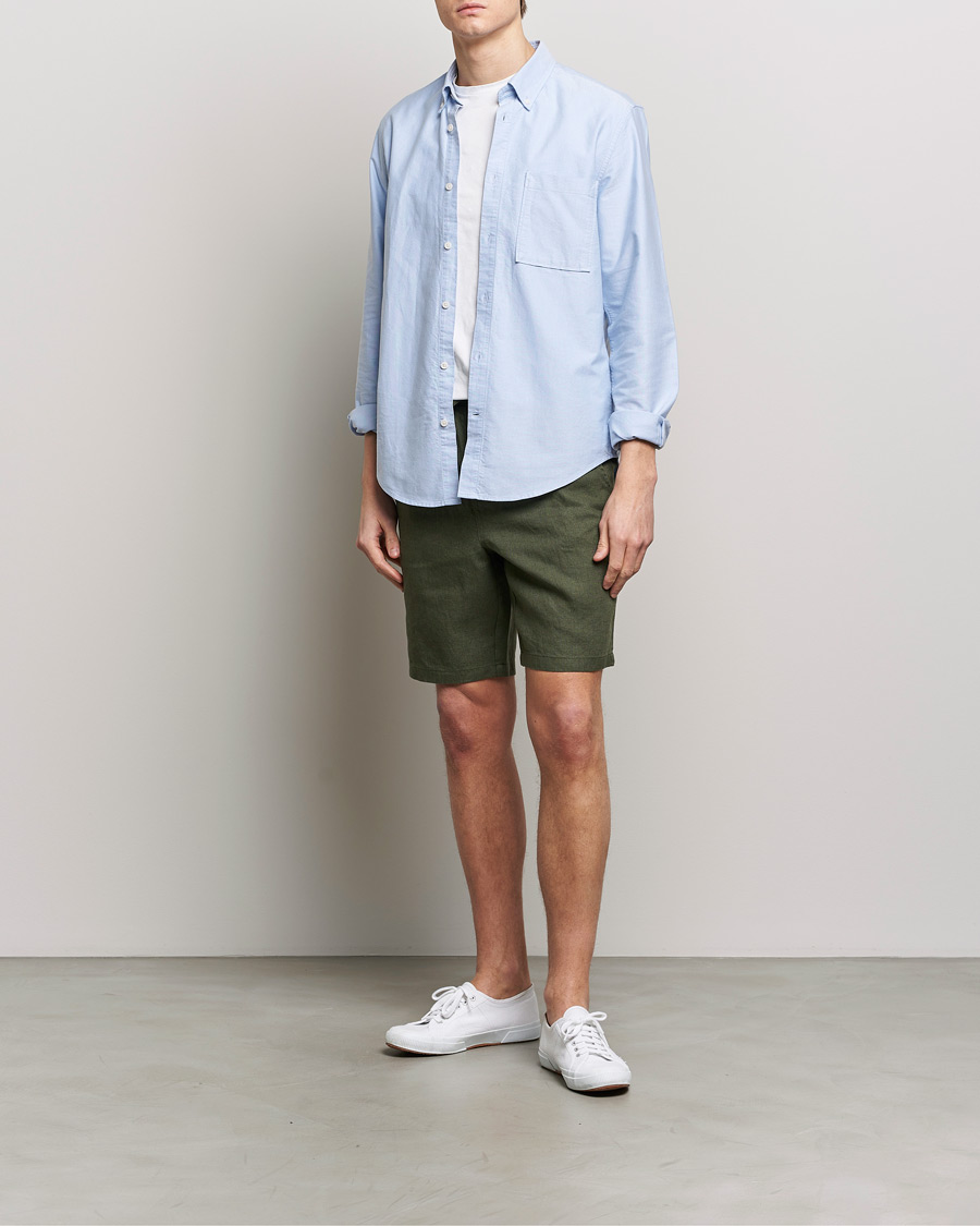 Herre | Shorts | KnowledgeCotton Apparel | Loose Linen Shorts Burnt Olive