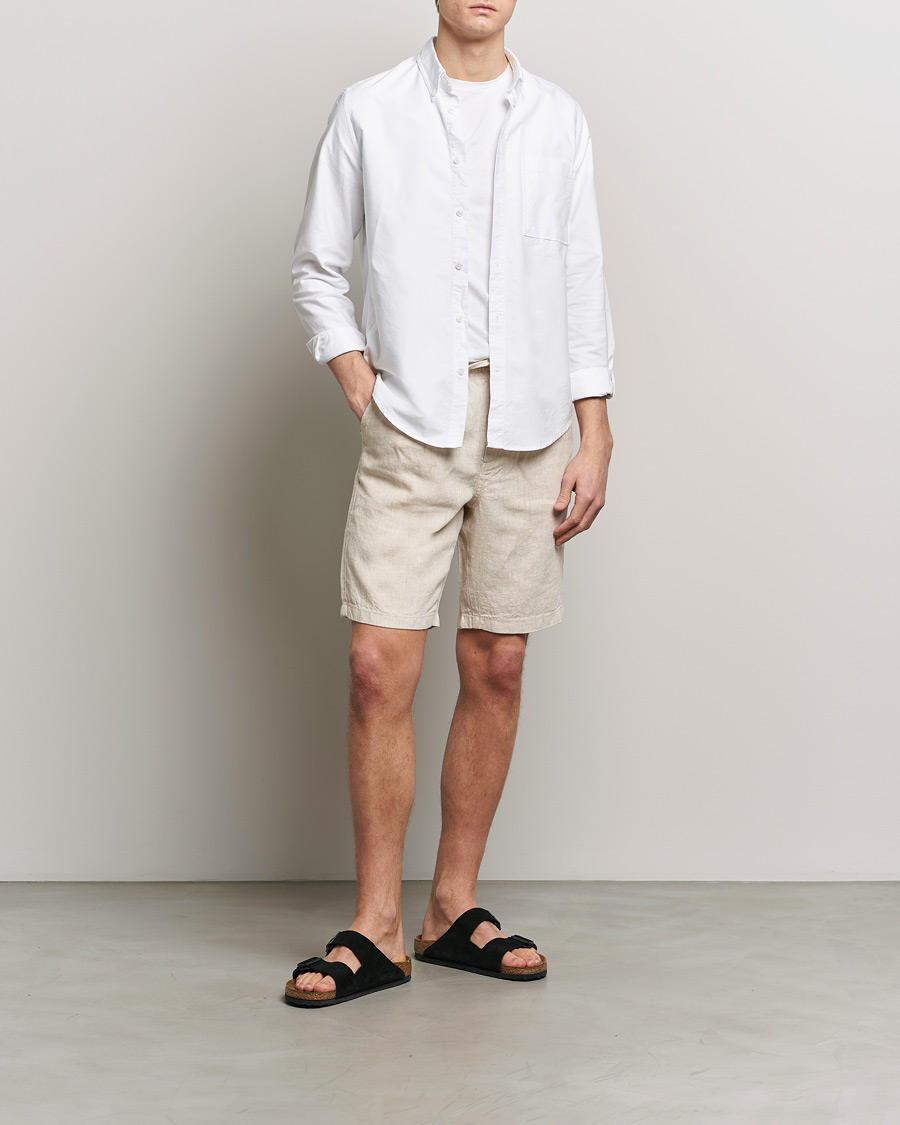 Herre | Shorts | KnowledgeCotton Apparel | Loose Linen Shorts Light Feather Grey