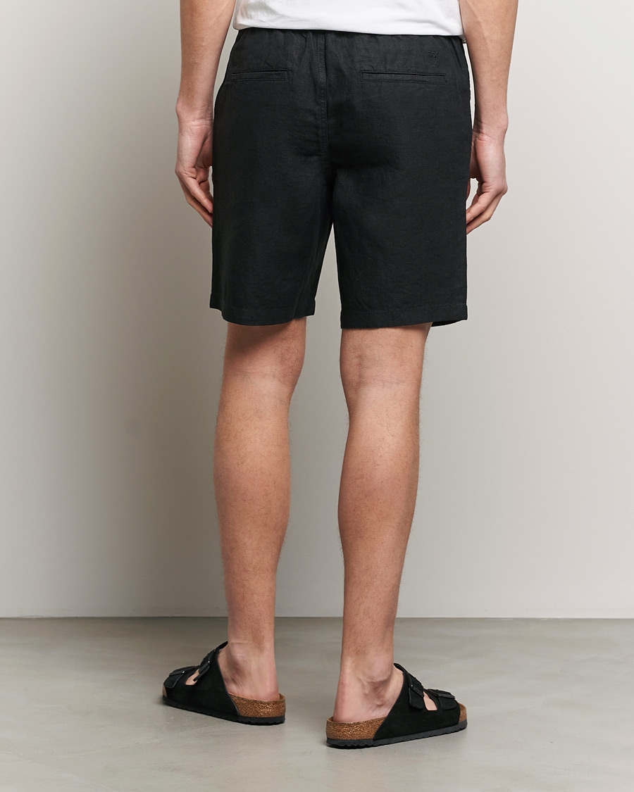 Herre | Shorts | KnowledgeCotton Apparel | Loose Linen Shorts Jet Black
