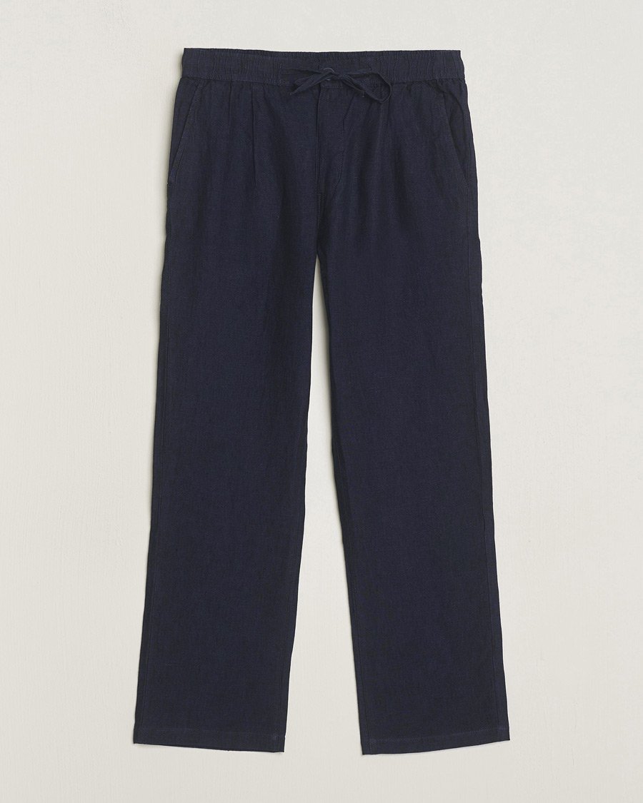 Herre | Bukser | KnowledgeCotton Apparel | Loose Linen Pants Total Eclipse