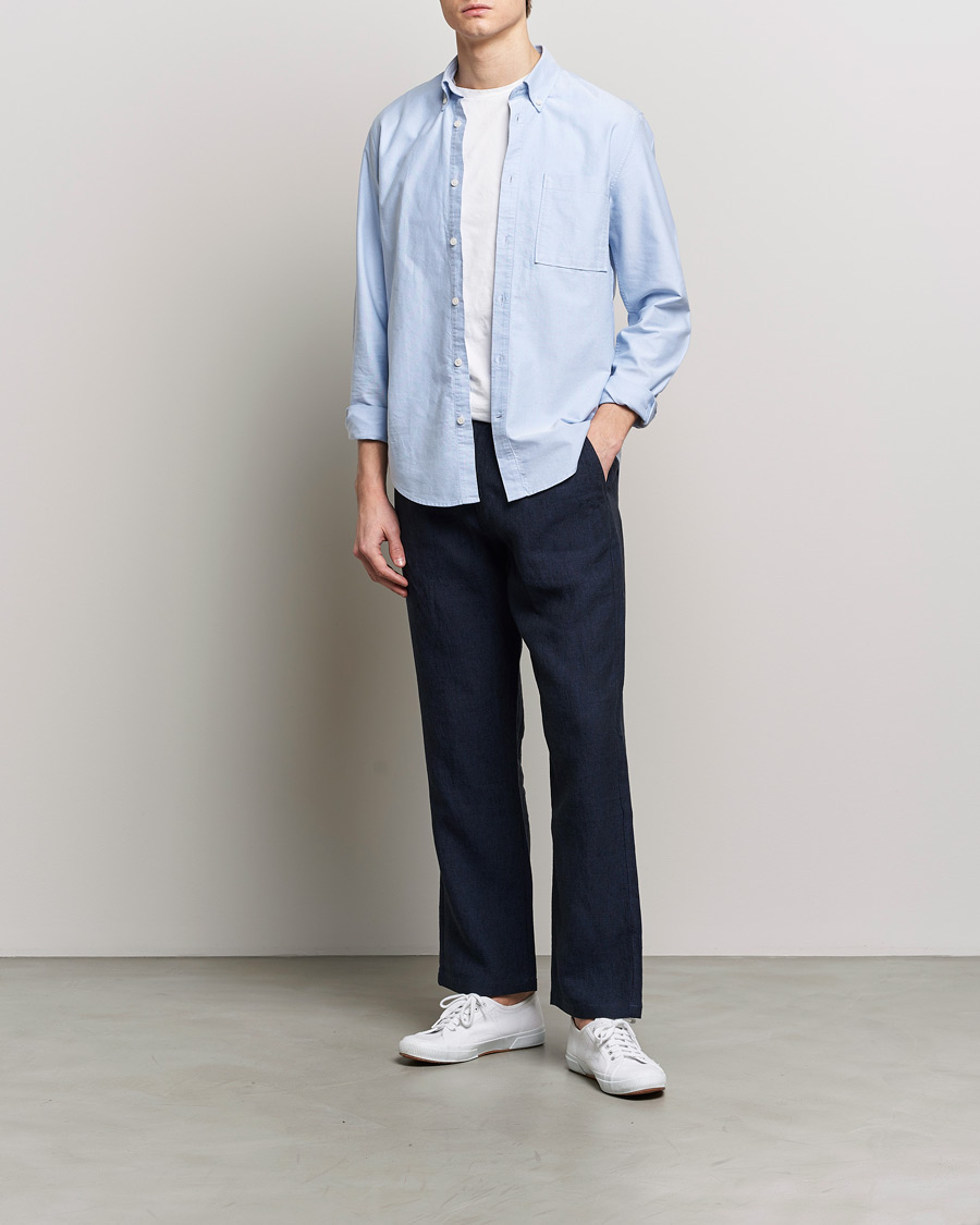 Herre | Bukser | KnowledgeCotton Apparel | Loose Linen Pants Total Eclipse