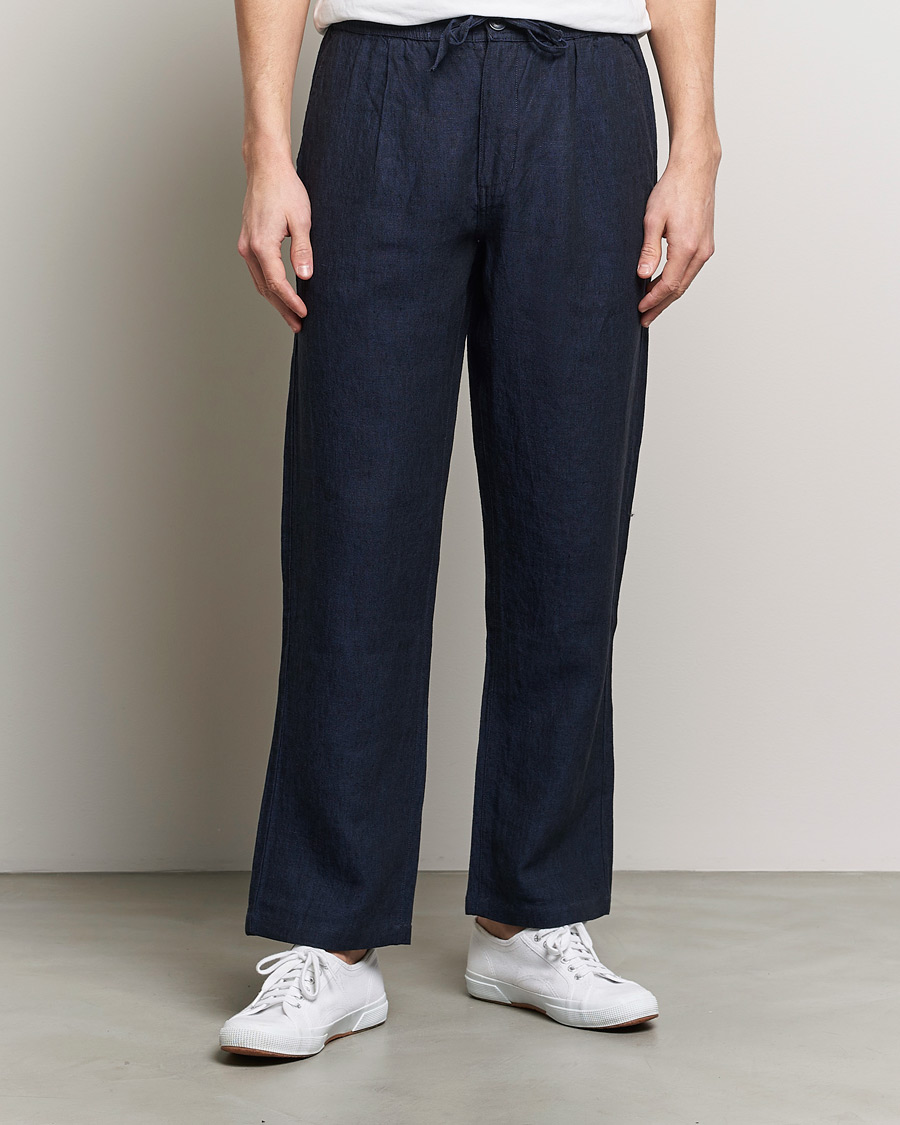 Herre | Klær | KnowledgeCotton Apparel | Loose Linen Pants Total Eclipse