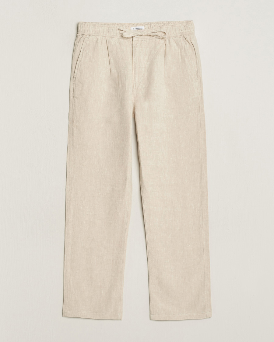 Herre | Bukser | KnowledgeCotton Apparel | Loose Linen Pants Light Feather Grey