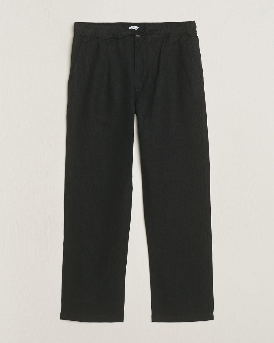 Herre | Bukser | KnowledgeCotton Apparel | Loose Linen Pants Black