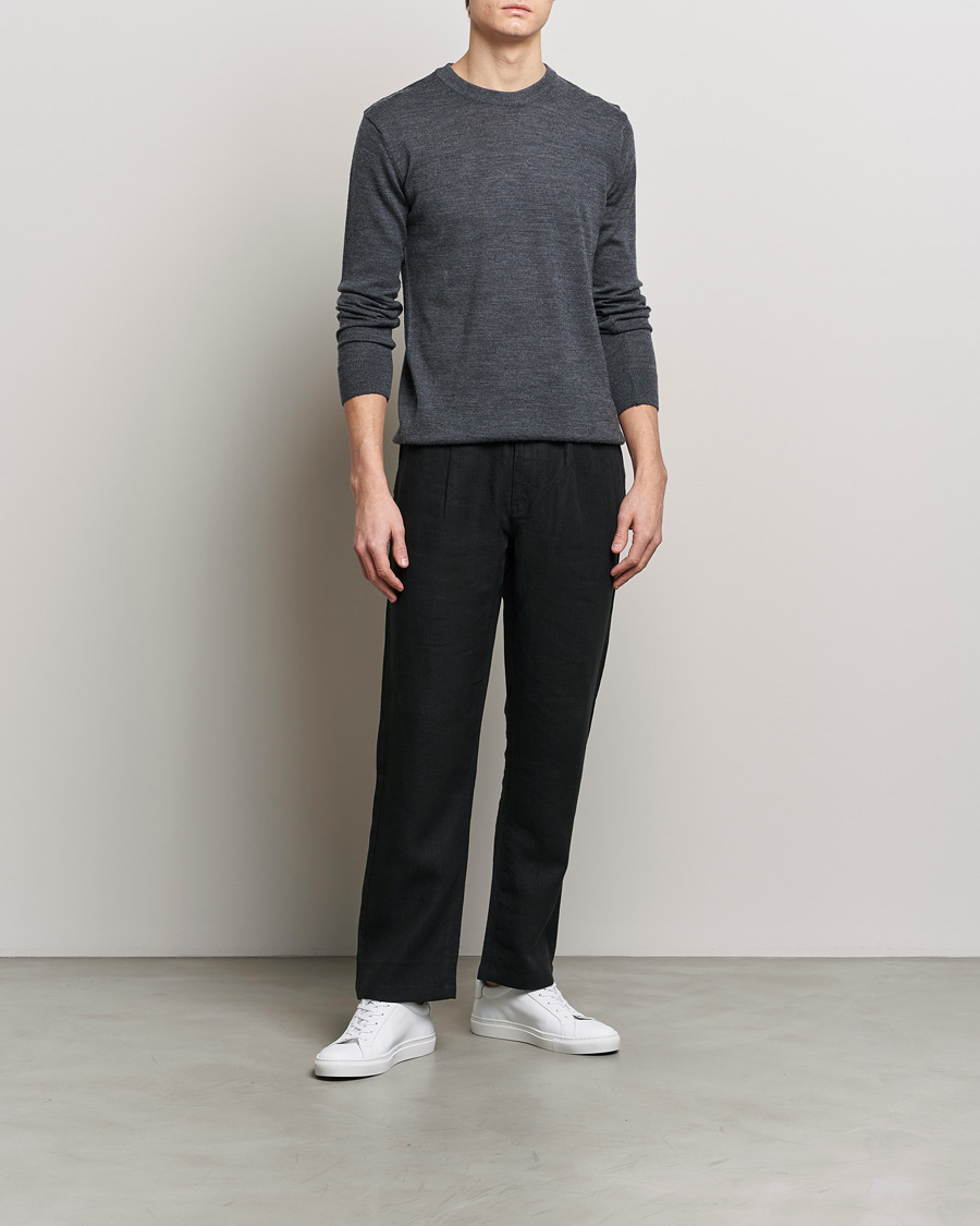 Herre | Bukser | KnowledgeCotton Apparel | Loose Linen Pants Black