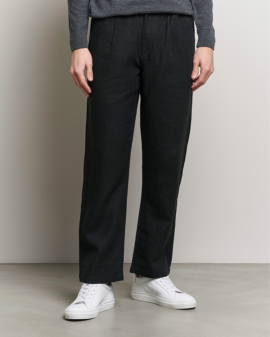 Men | KnowledgeCotton Apparel | KnowledgeCotton Apparel | Loose Linen Pants Jet Black