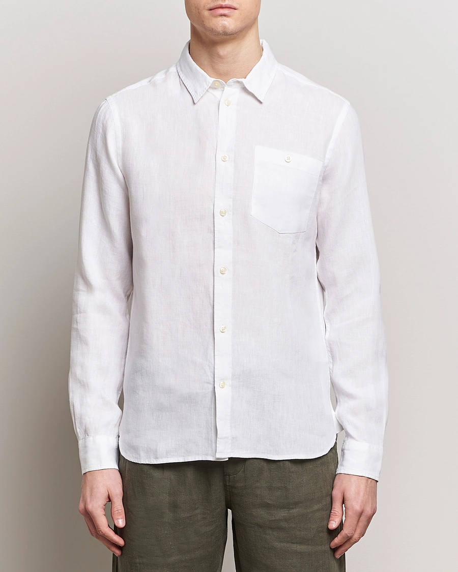 Herre | Klær | KnowledgeCotton Apparel | Regular Linen Shirt Bright White