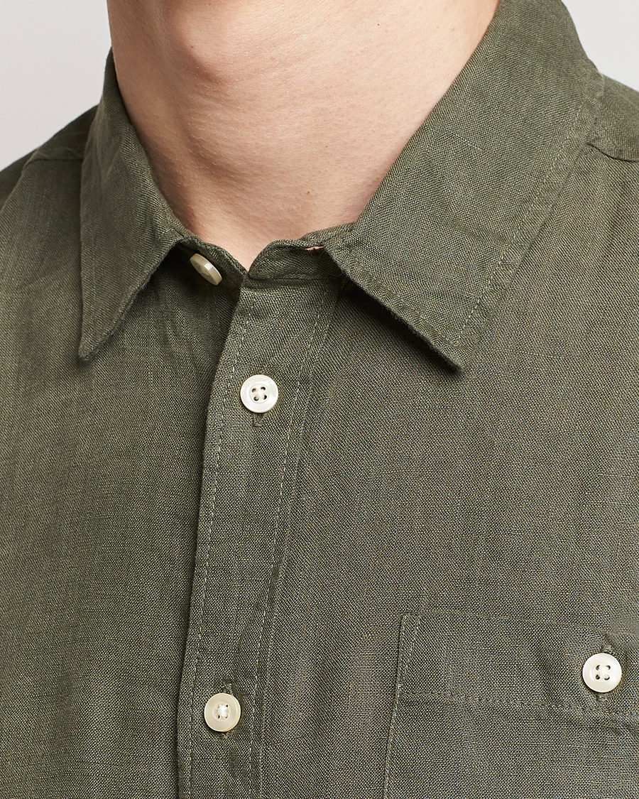 Herre | Skjorter | KnowledgeCotton Apparel | Regular Linen Shirt Burnt Olive