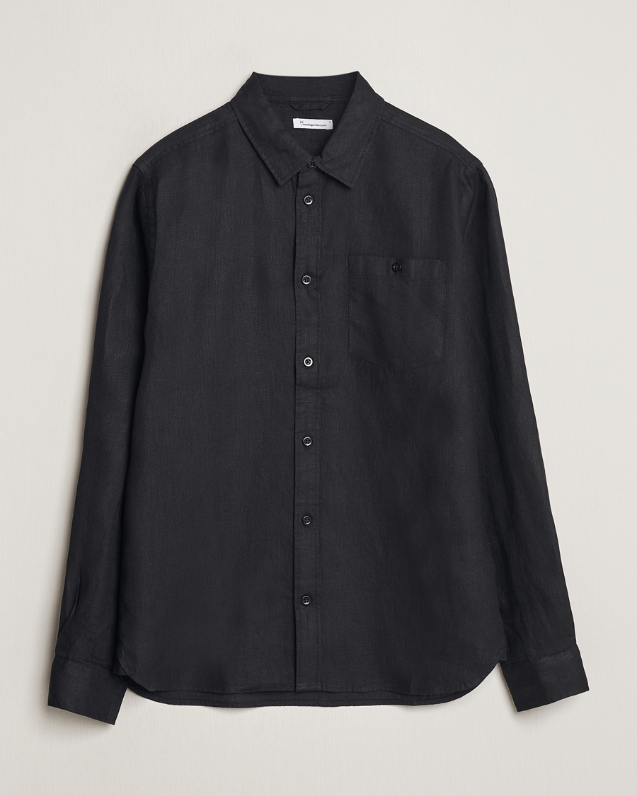 Herre | Skjorter | KnowledgeCotton Apparel | Regular Linen Shirt Black