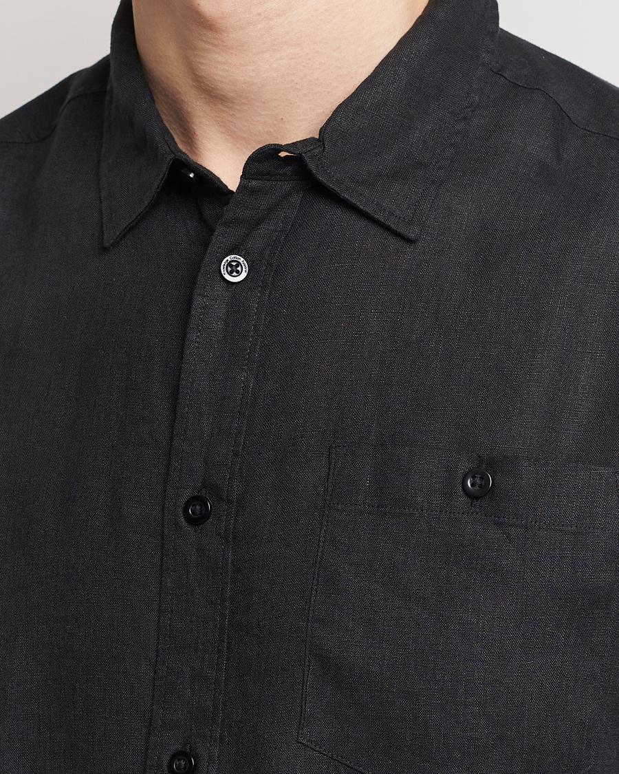 Herre | Skjorter | KnowledgeCotton Apparel | Regular Linen Shirt Black