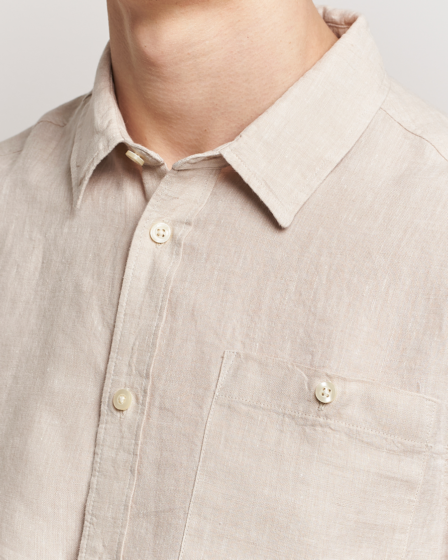 Herre | Skjorter | KnowledgeCotton Apparel | Regular Linen Shirt Light Feather Grey
