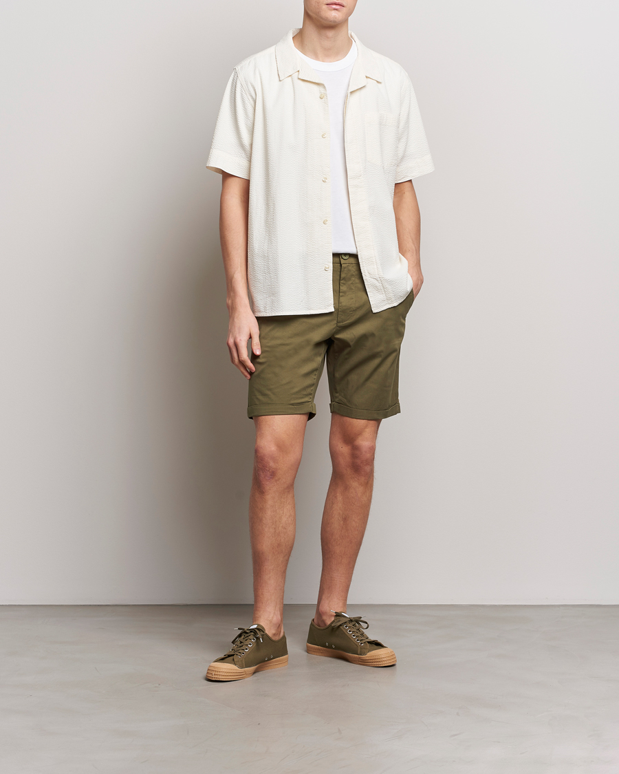 Herre | Shorts | KnowledgeCotton Apparel | Regular Chino Poplin Shorts Burned Olive