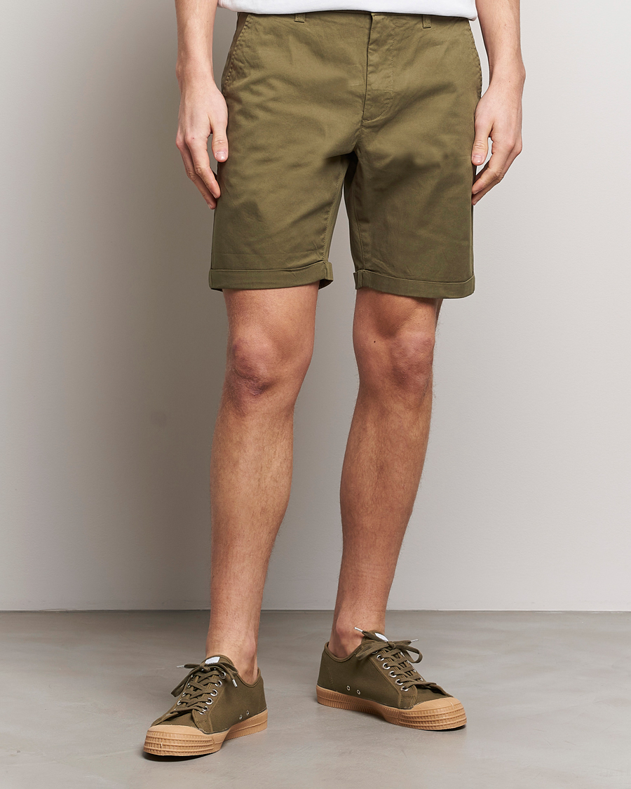 Herre | Chinosshorts | KnowledgeCotton Apparel | Regular Chino Poplin Shorts Burned Olive