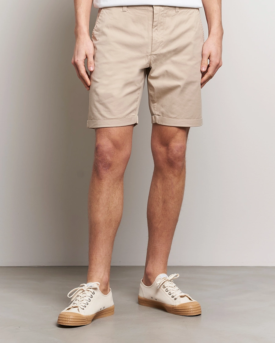 Herre | Shorts | KnowledgeCotton Apparel | Regular Chino Poplin Shorts Light Feather Grey