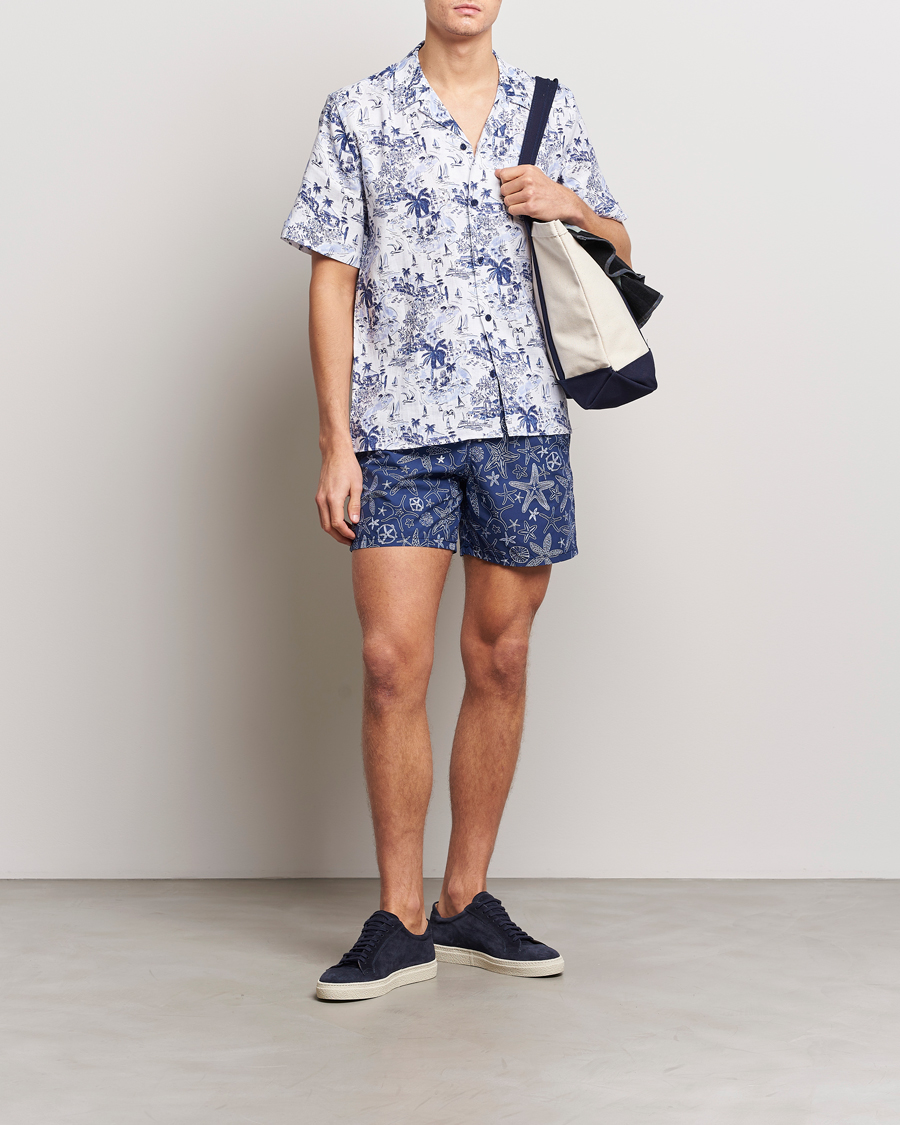 Herre | Skjorter | Vilebrequin | Charli Riviera Linen Short Sleeve Shirt Encre