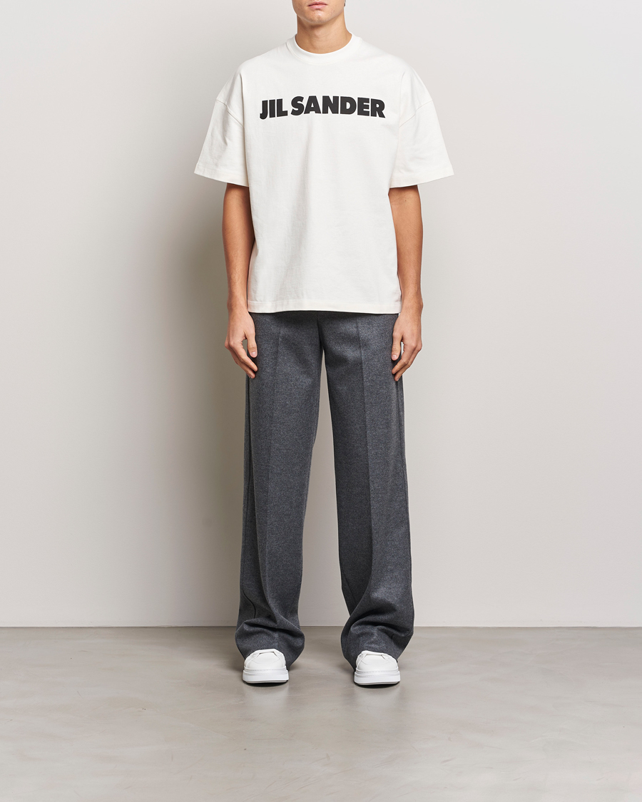 Herre | T-Shirts | Jil Sander | Round Collar Logo T-Shirt White