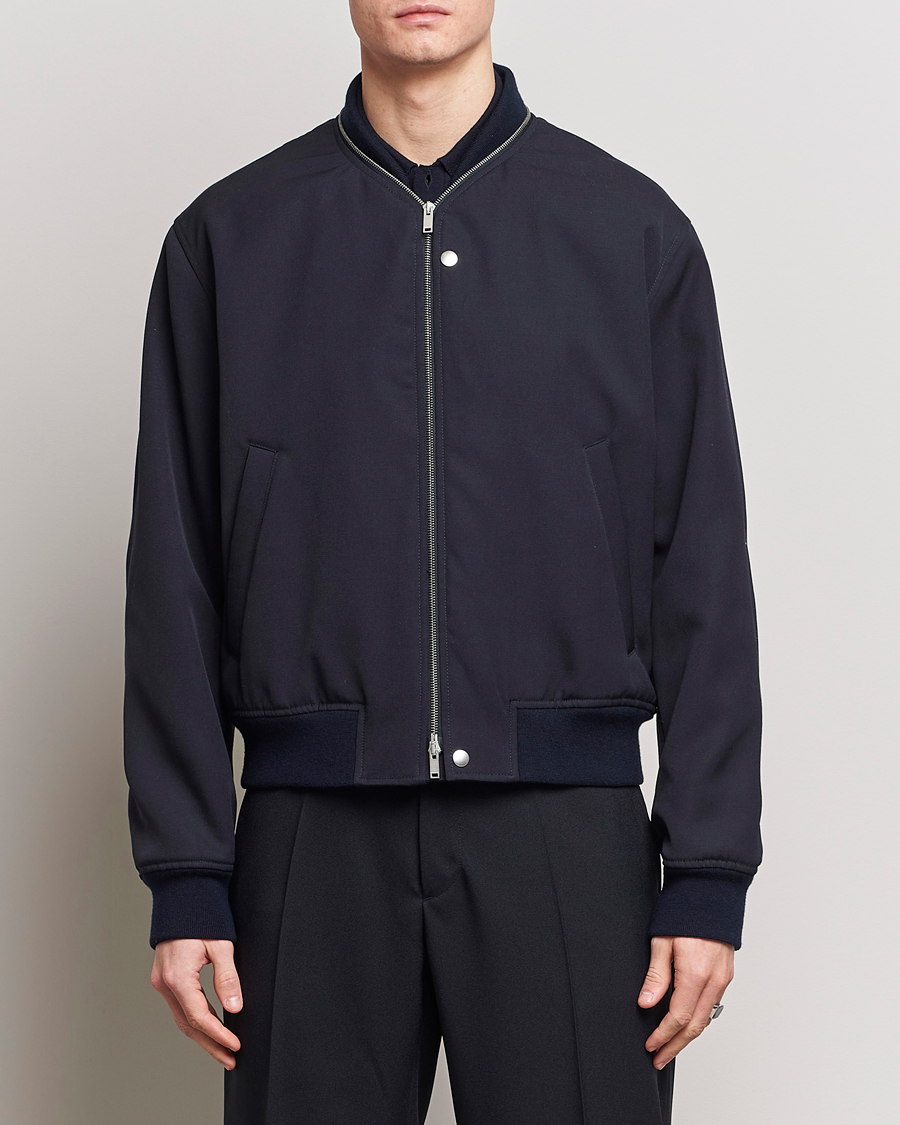 Herre | Nøytrale jakker | Jil Sander | Wool Gabardine Bomber Jacket Navy