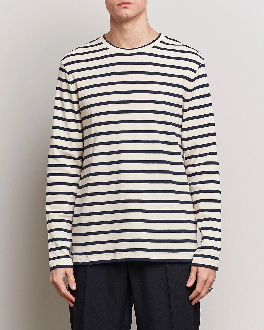 Herre | Jil Sander | Jil Sander | Long Sleeve Rib Cotton T-Shirt Marine Stripes
