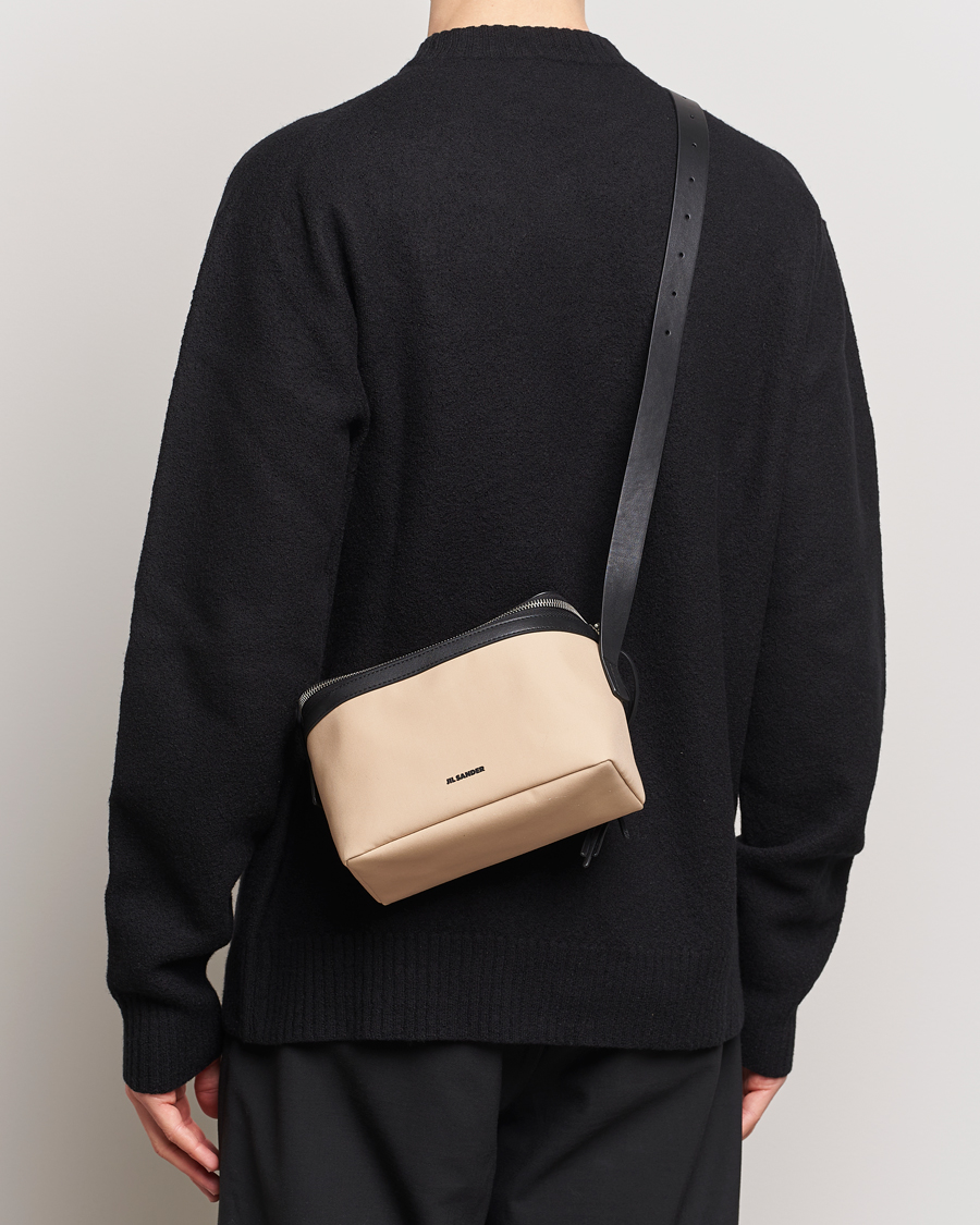 Men | Shoulder Bags | Jil Sander | Cotton/Nappa Cross Body Bag Dark Sand