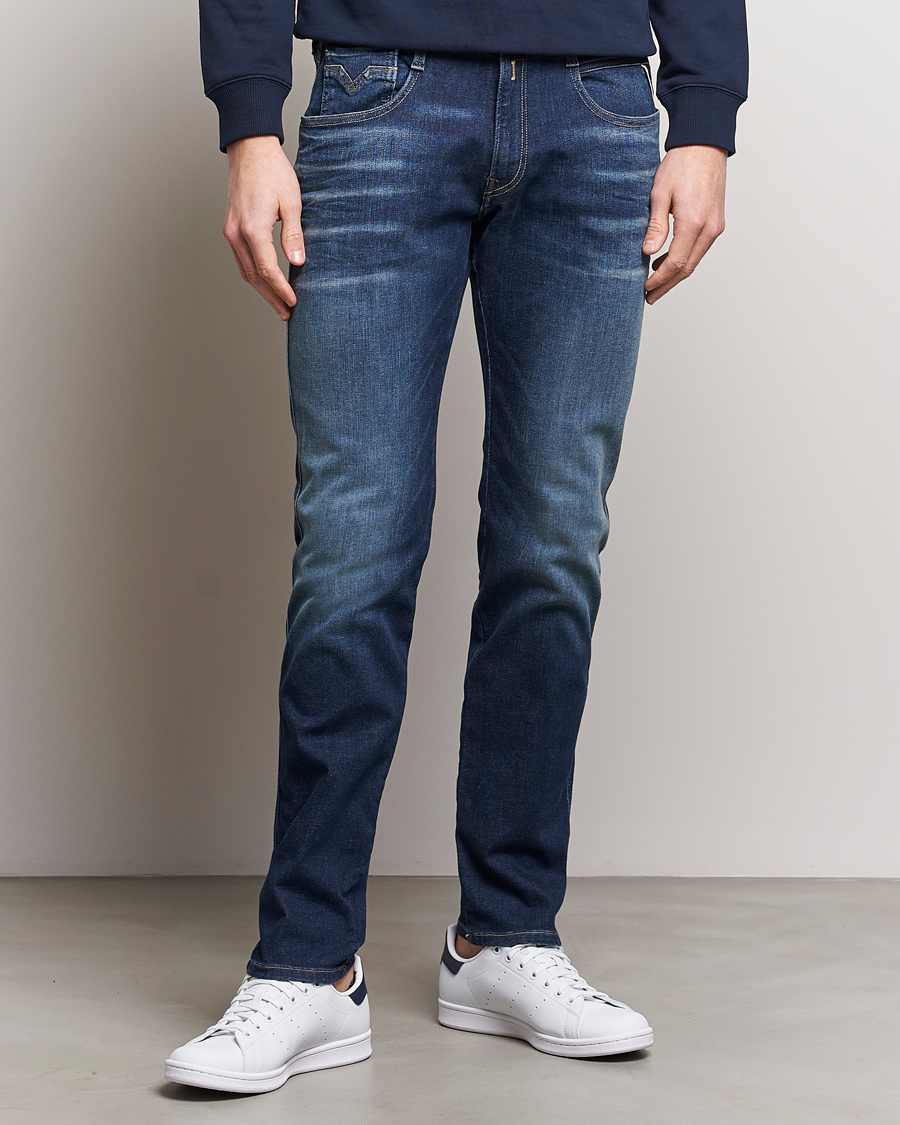 Herre | Jeans | Replay | Anbass Hyperflex Dust Wash Jeans Dark Blue