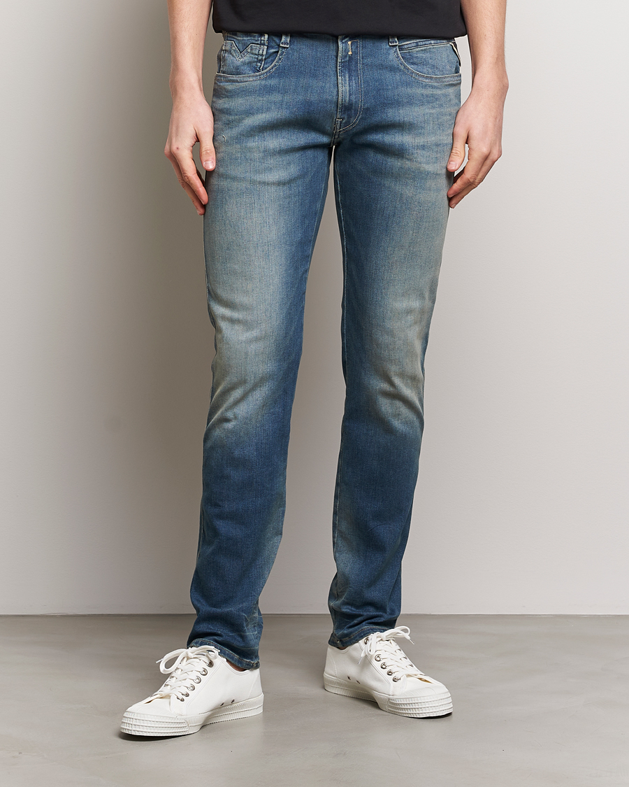 Herr | Blå jeans | Replay | Anbass Hyperflex Dust Wash Jeans Medium Blue