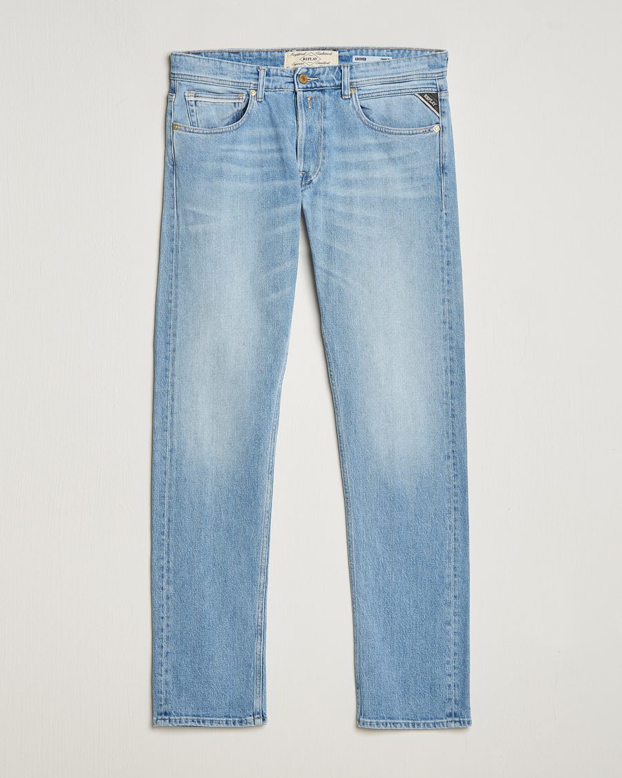 Herre | Jeans | Replay | Grover Straight Fit Stretch Jeans Light Blue