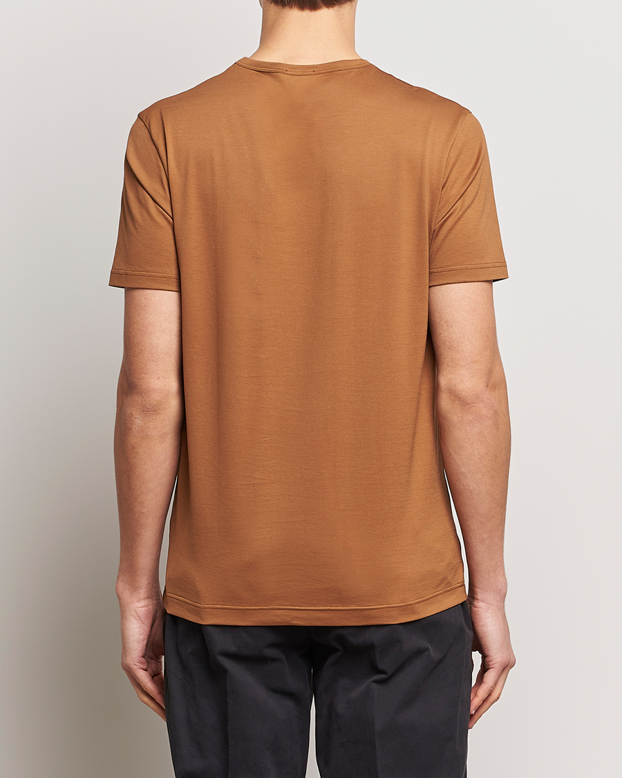 Herre | T-Shirts | Sunspel | Crew Neck Cotton Tee Dark Camel