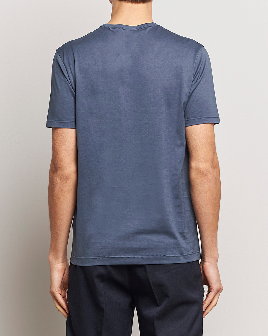 Herre | T-Shirts | Sunspel | Crew Neck Q82 Cotton T-Shirt Slate Blue