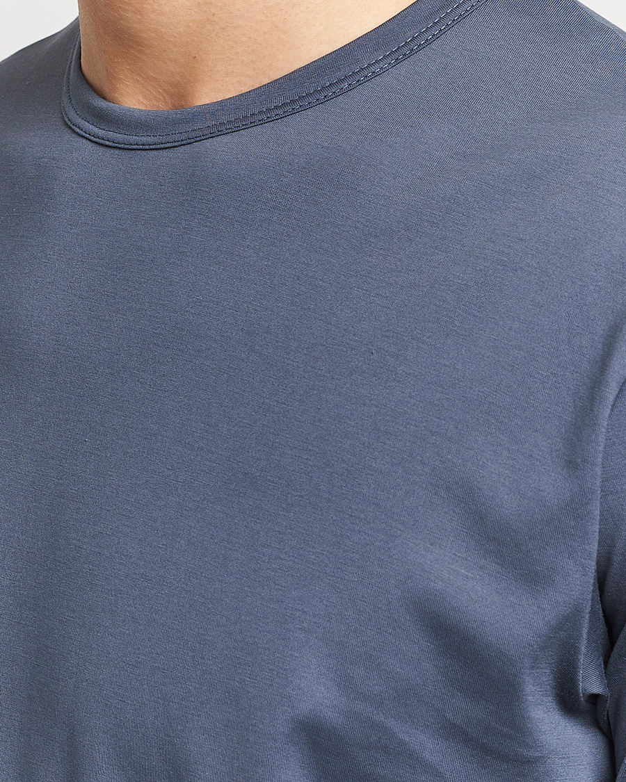 Herre | T-Shirts | Sunspel | Crew Neck Q82 Cotton T-Shirt Slate Blue