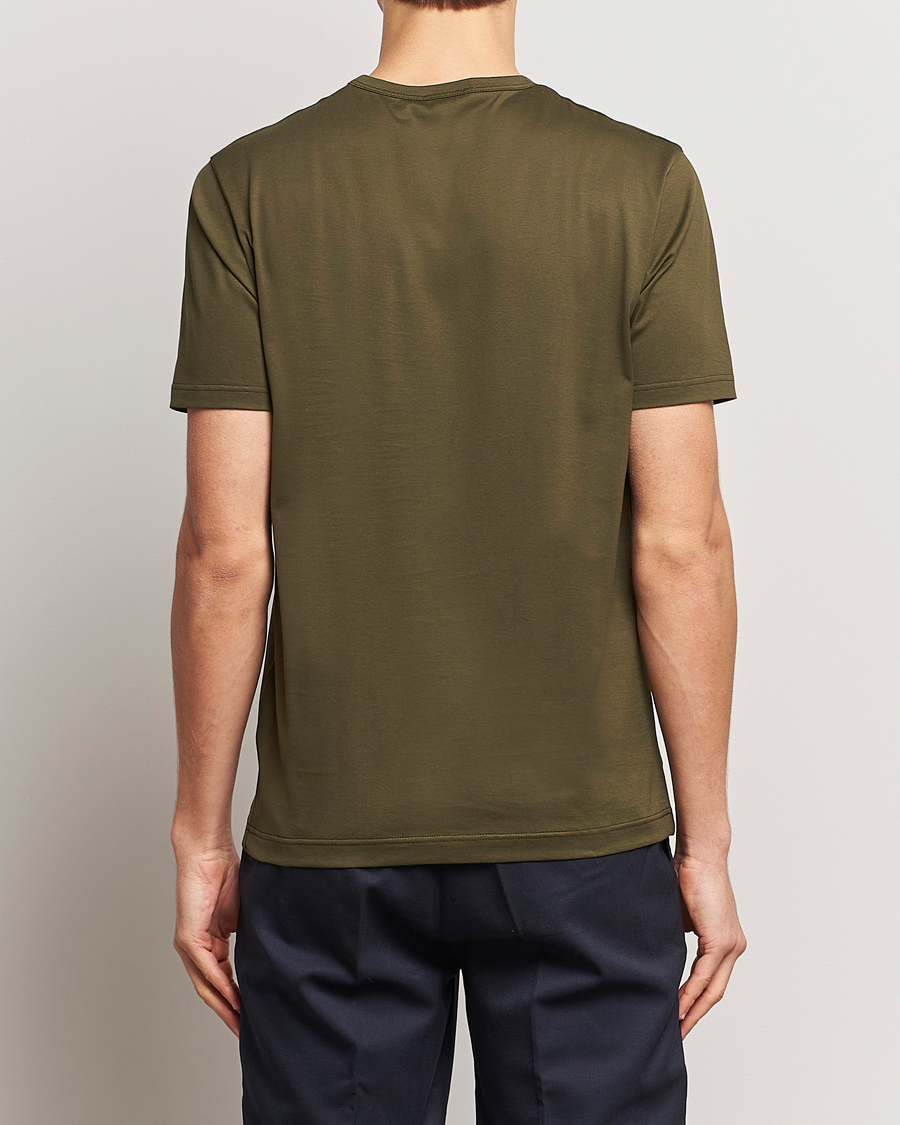 Herre | T-Shirts | Sunspel | Crew Neck Cotton Tee Dark Olive