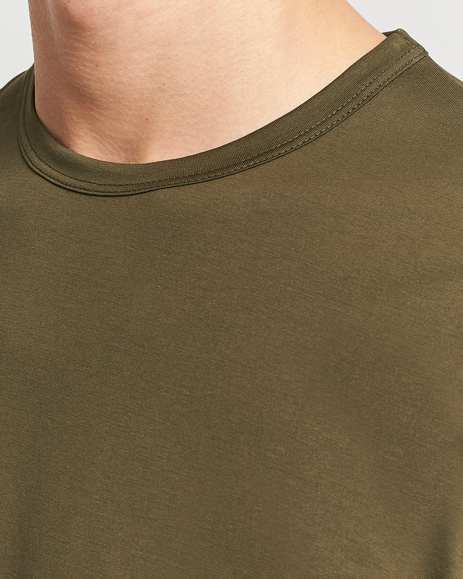 Herre | T-Shirts | Sunspel | Crew Neck Cotton Tee Dark Olive