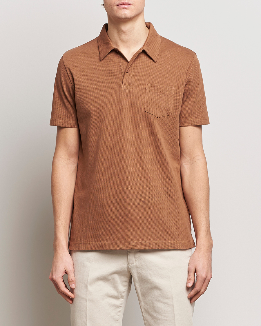 Herre | Salg klær | Sunspel | Riviera Polo Shirt Dark Camel