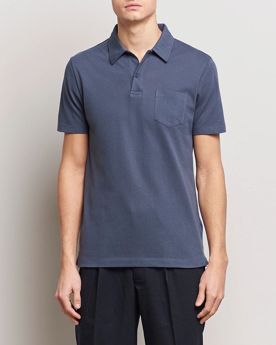 Herre | Kortermet piké | Sunspel | Riviera Polo Shirt Slate Blue