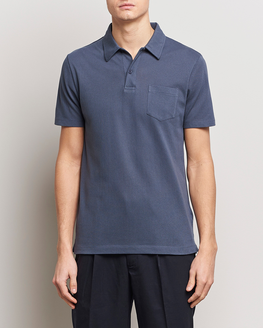 Herre | Best of British | Sunspel | Riviera Polo Shirt Slate Blue