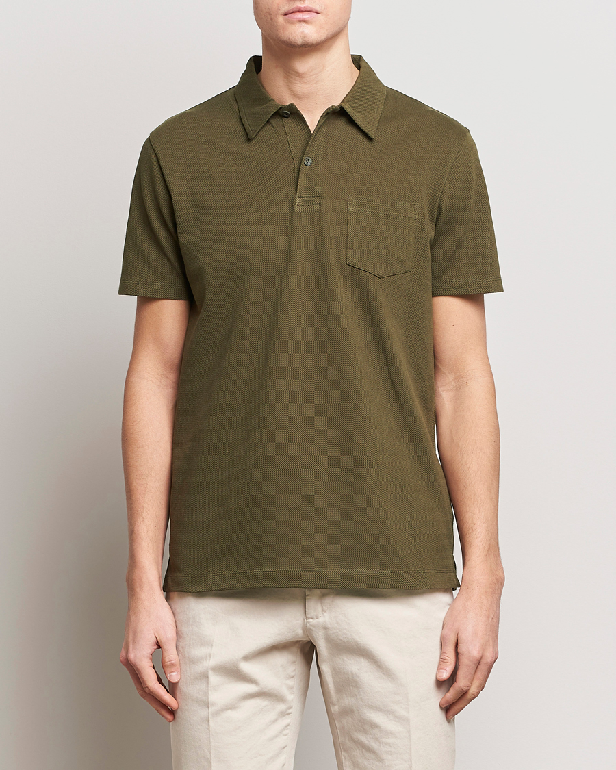 Herre | Kortermet piké | Sunspel | Riviera Polo Shirt Dark Olive