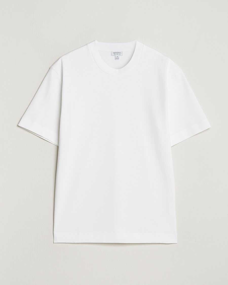 Herre | T-Shirts | Sunspel | Heavyweight Mock Neck T-Shirt White