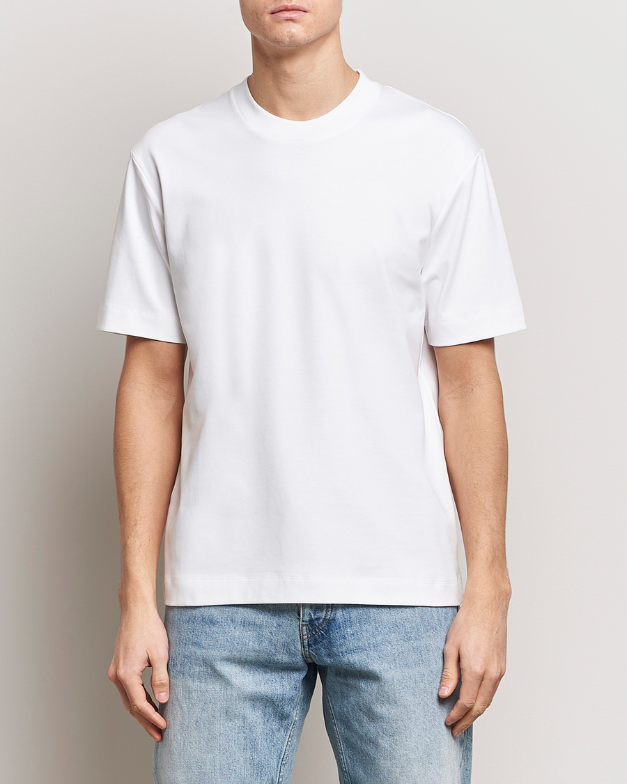 Herre | Kortermede t-shirts | Sunspel | Heavyweight Mock Neck T-Shirt White